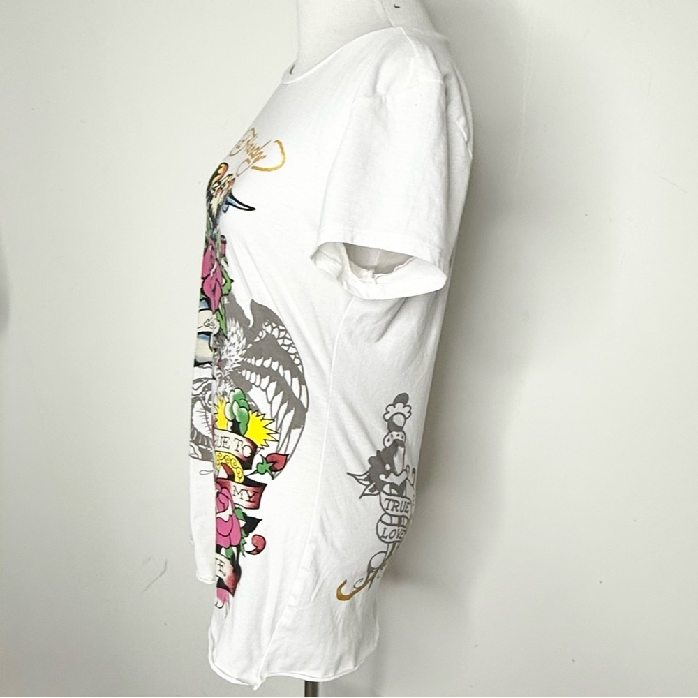 Ed Hardy Vintage Women's White Graphic Mini Dress y2k - Picture 5 of 9